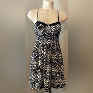 NWT Band of Gypsies Black and White Ikat Print Bustier Mini Dress XS